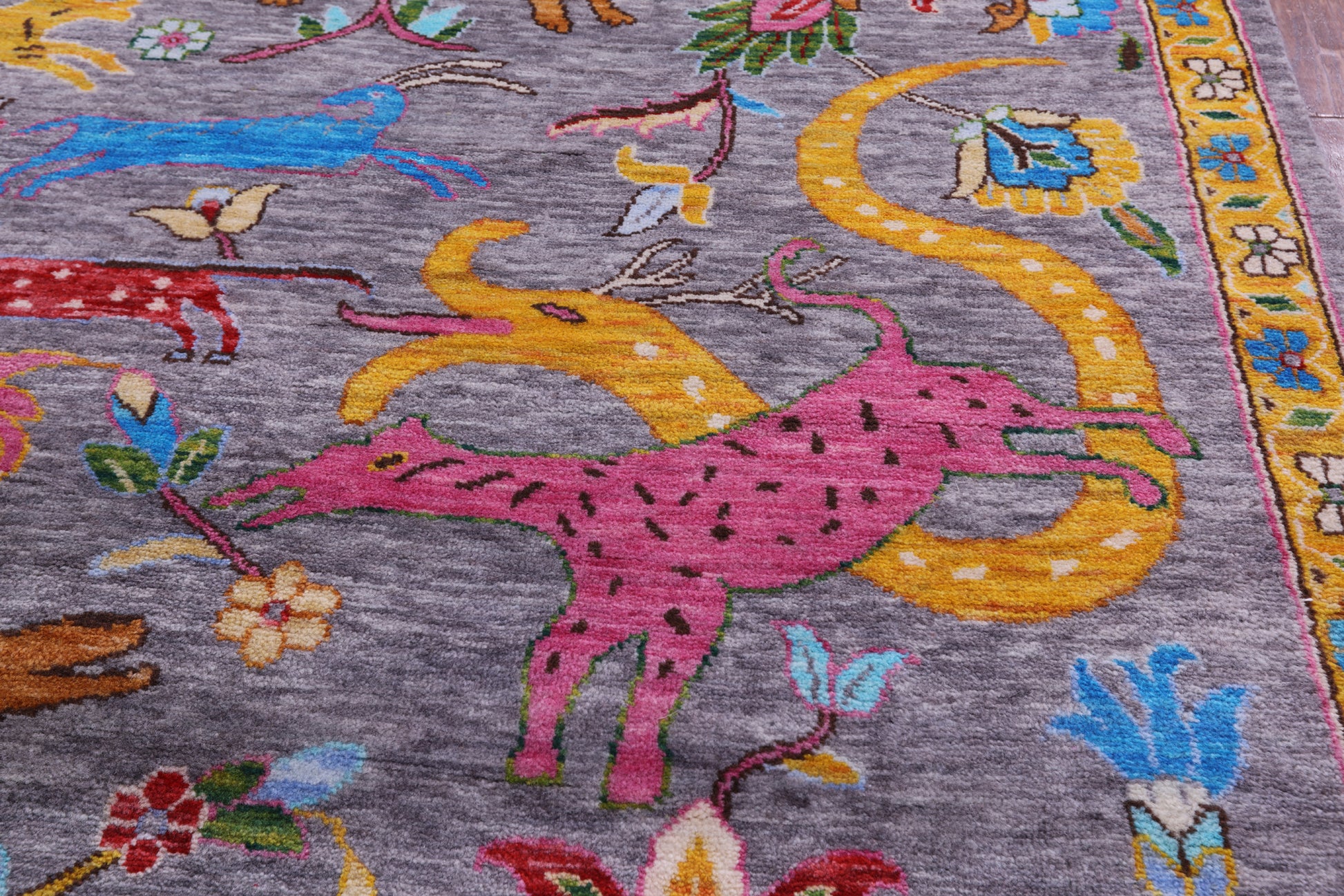 Tribal Persian Gabbeh Handmade Wool Rug - 8' 11" X 11' 11" - Golden Nile