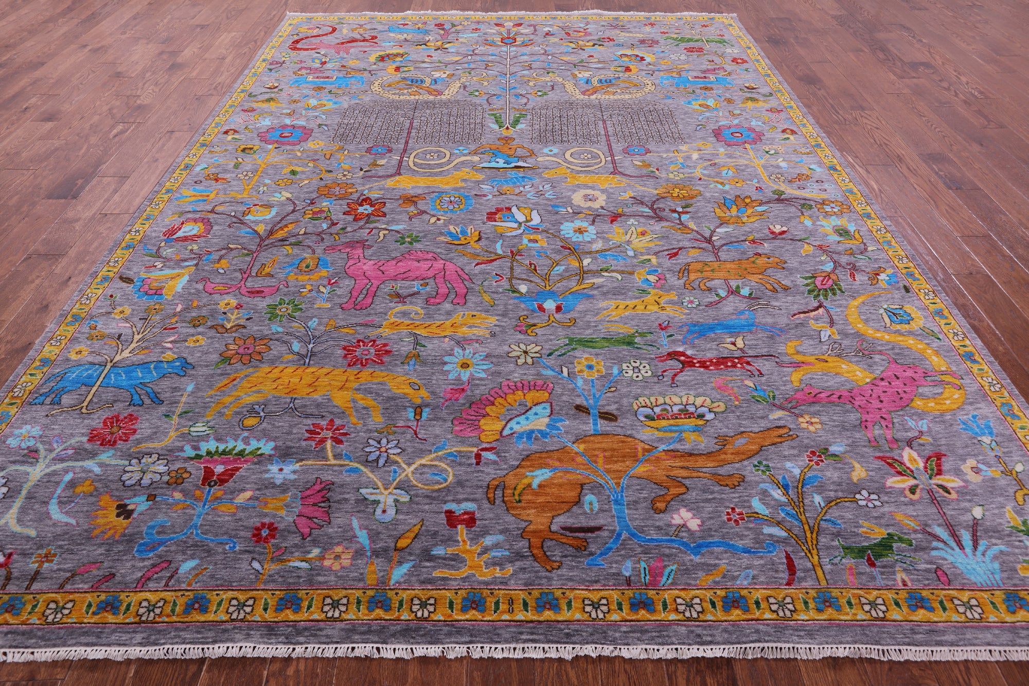 Tribal Persian Gabbeh Handmade Wool Rug - 8' 11" X 11' 11" - Golden Nile