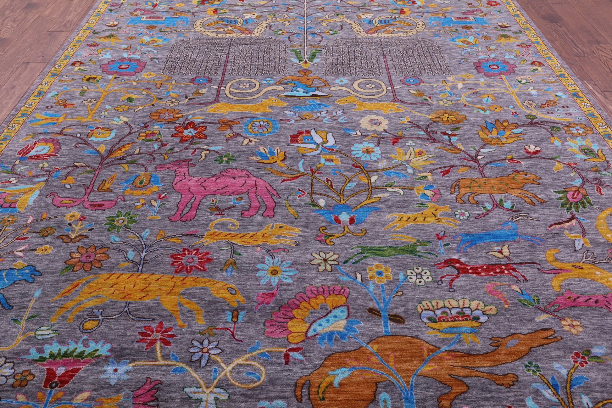 Tribal Persian Gabbeh Handmade Wool Rug - 8' 11" X 11' 11" - Golden Nile