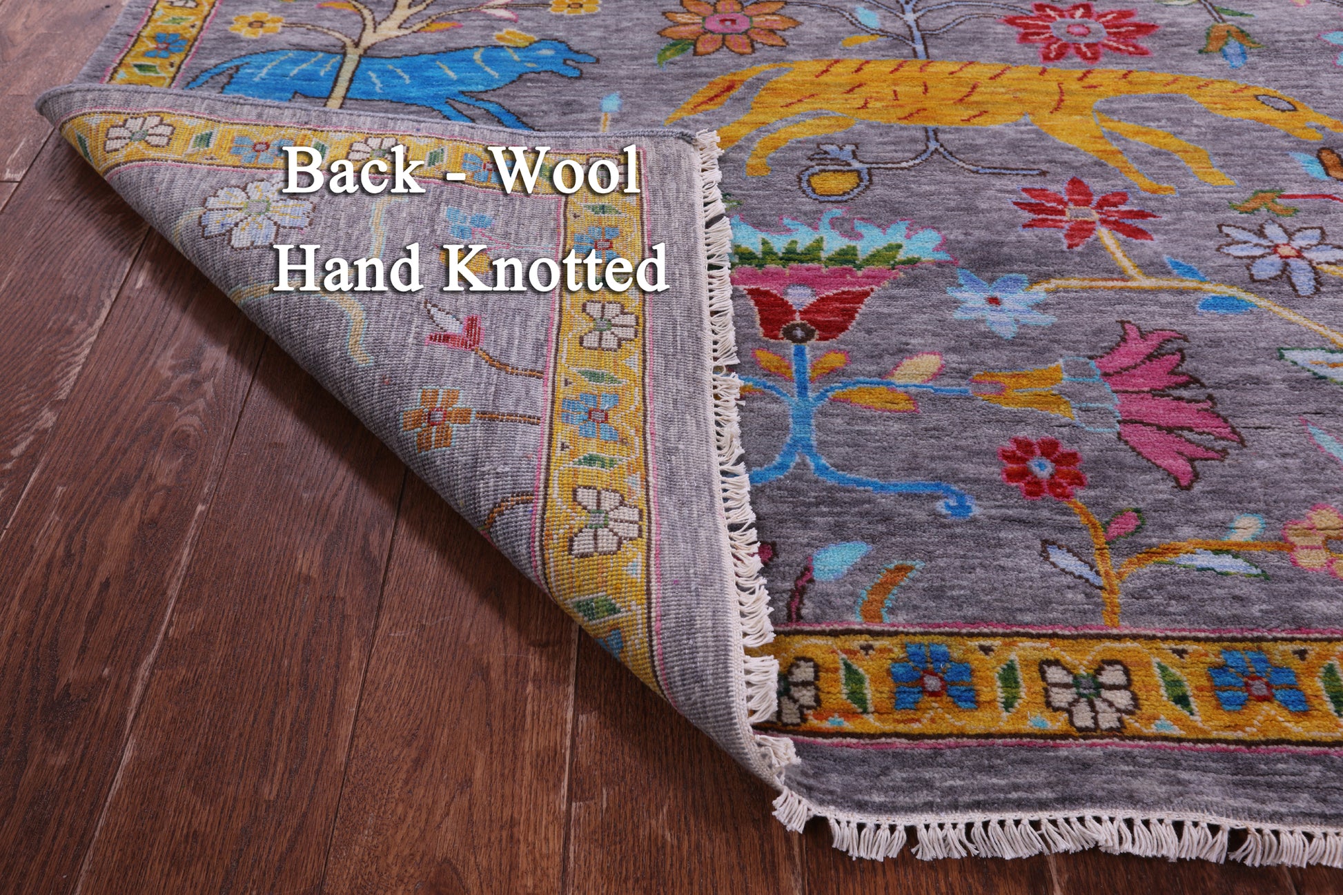 Tribal Persian Gabbeh Handmade Wool Rug - 8' 11" X 11' 11" - Golden Nile