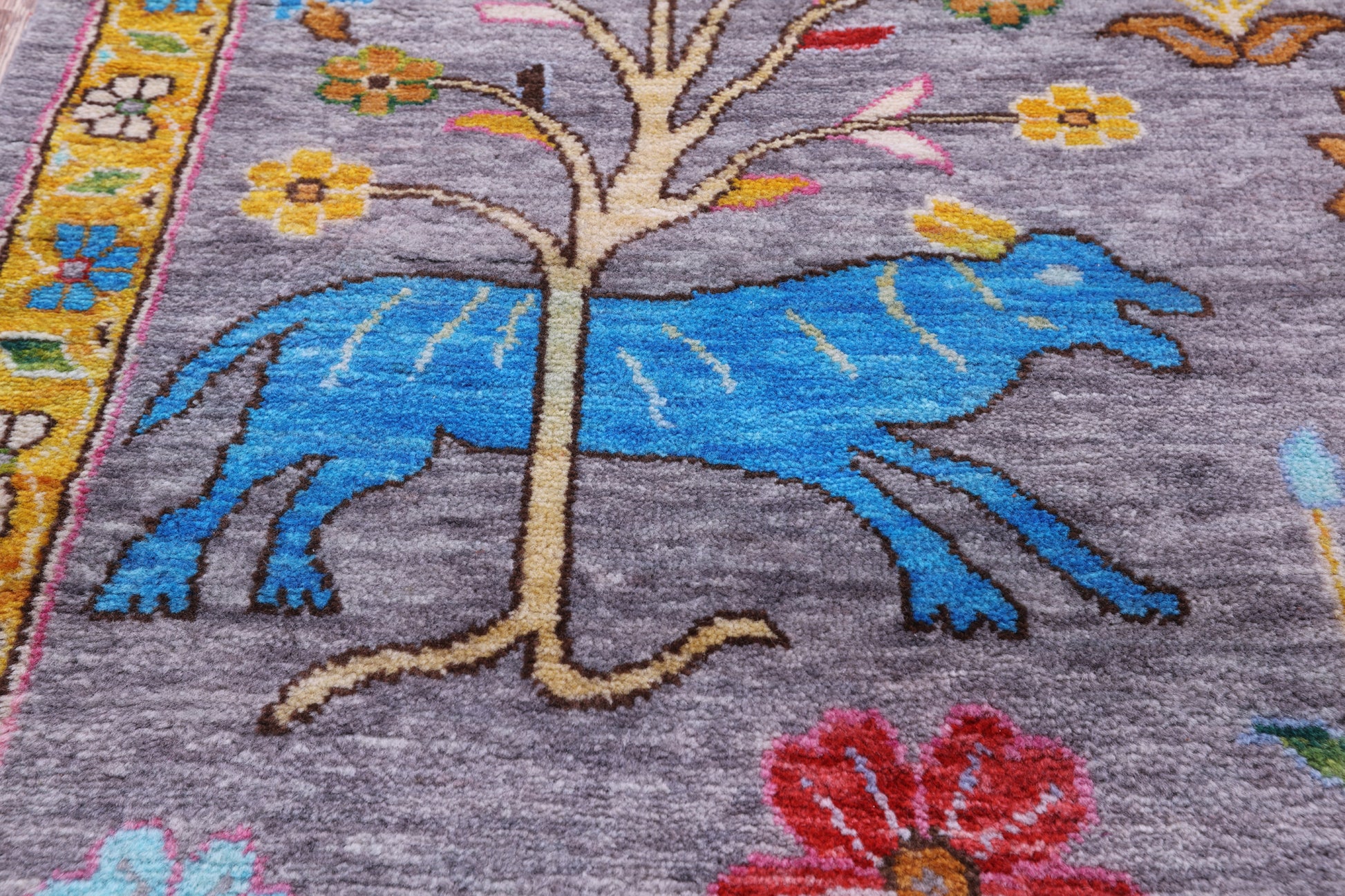 Tribal Persian Gabbeh Handmade Wool Rug - 8' 11" X 11' 11" - Golden Nile