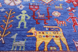 Blue Persian Fine Serapi Handmade Wool Rug - 9' 0" X 12' 4" - Golden Nile