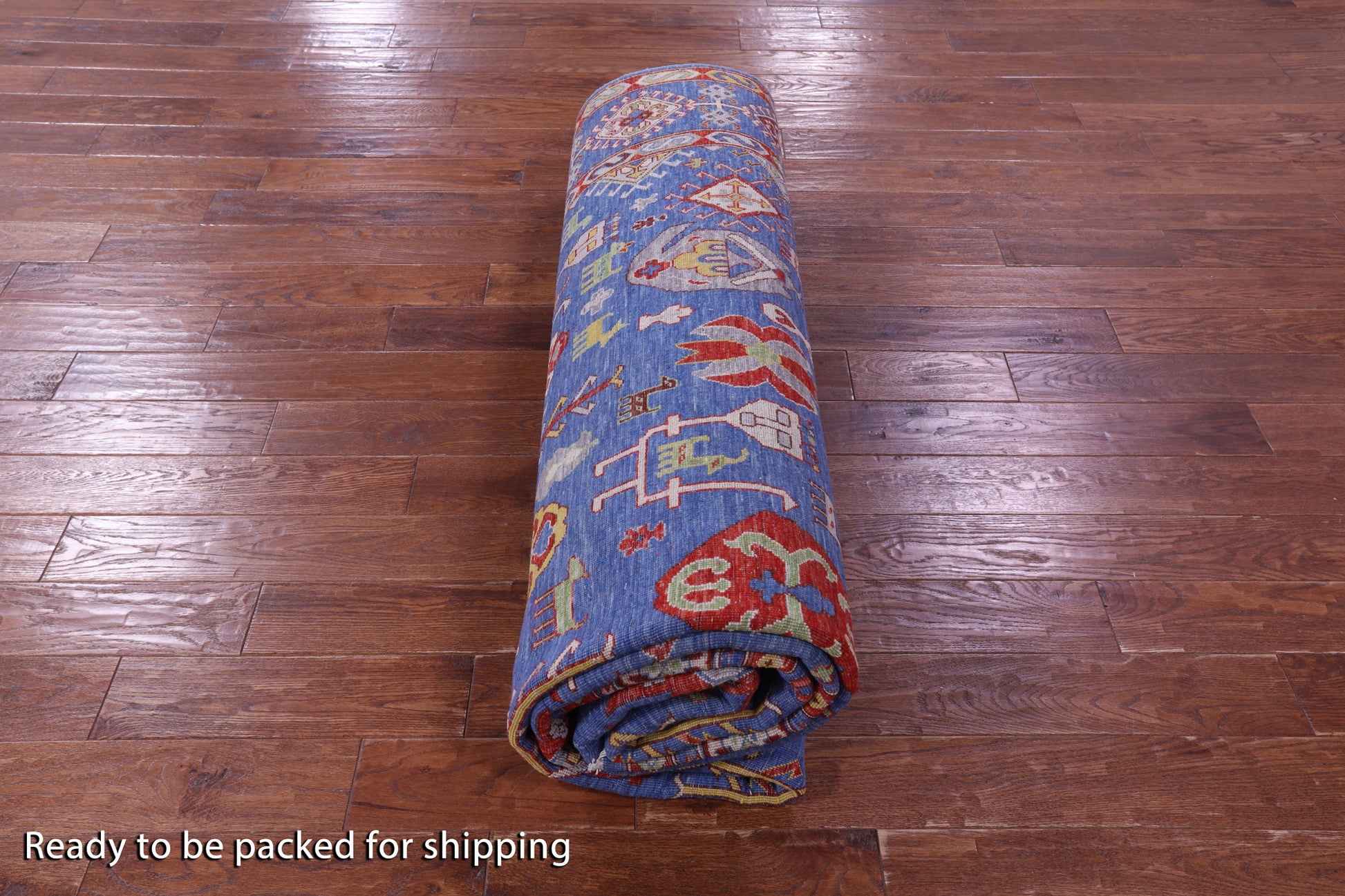 Blue Persian Fine Serapi Handmade Wool Rug - 9' 0" X 12' 4" - Golden Nile