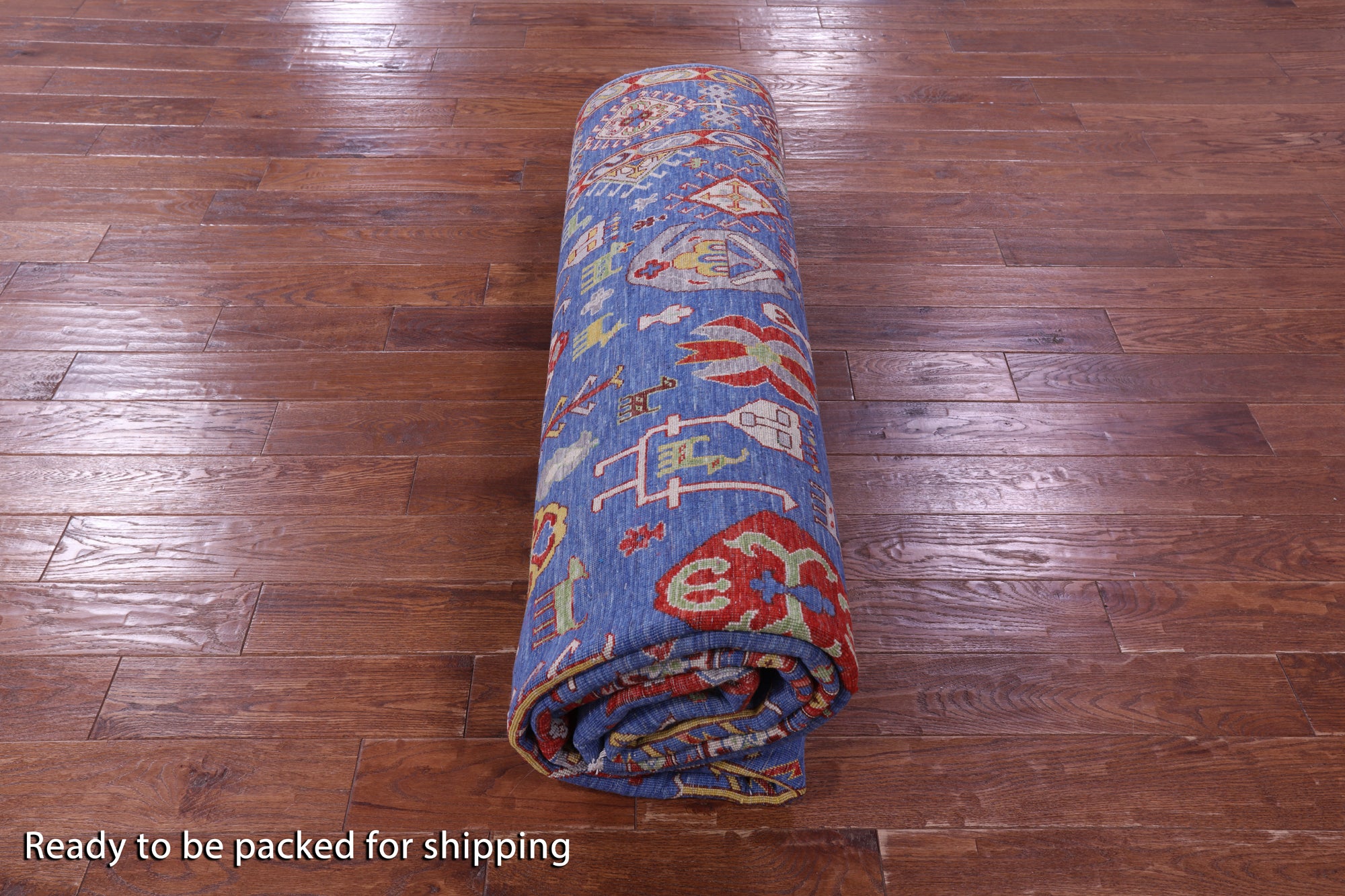 Blue Persian Fine Serapi Handmade Wool Rug - 9' 0" X 12' 4" - Golden Nile