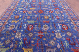 Blue Persian Fine Serapi Handmade Wool Rug - 9' 0" X 12' 4" - Golden Nile