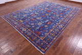 Blue Persian Fine Serapi Handmade Wool Rug - 9' 0" X 12' 4" - Golden Nile