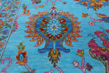 Blue Persian Tabriz Hand Knotted Wool Rug - 8' 0" X 10' 0" - Golden Nile