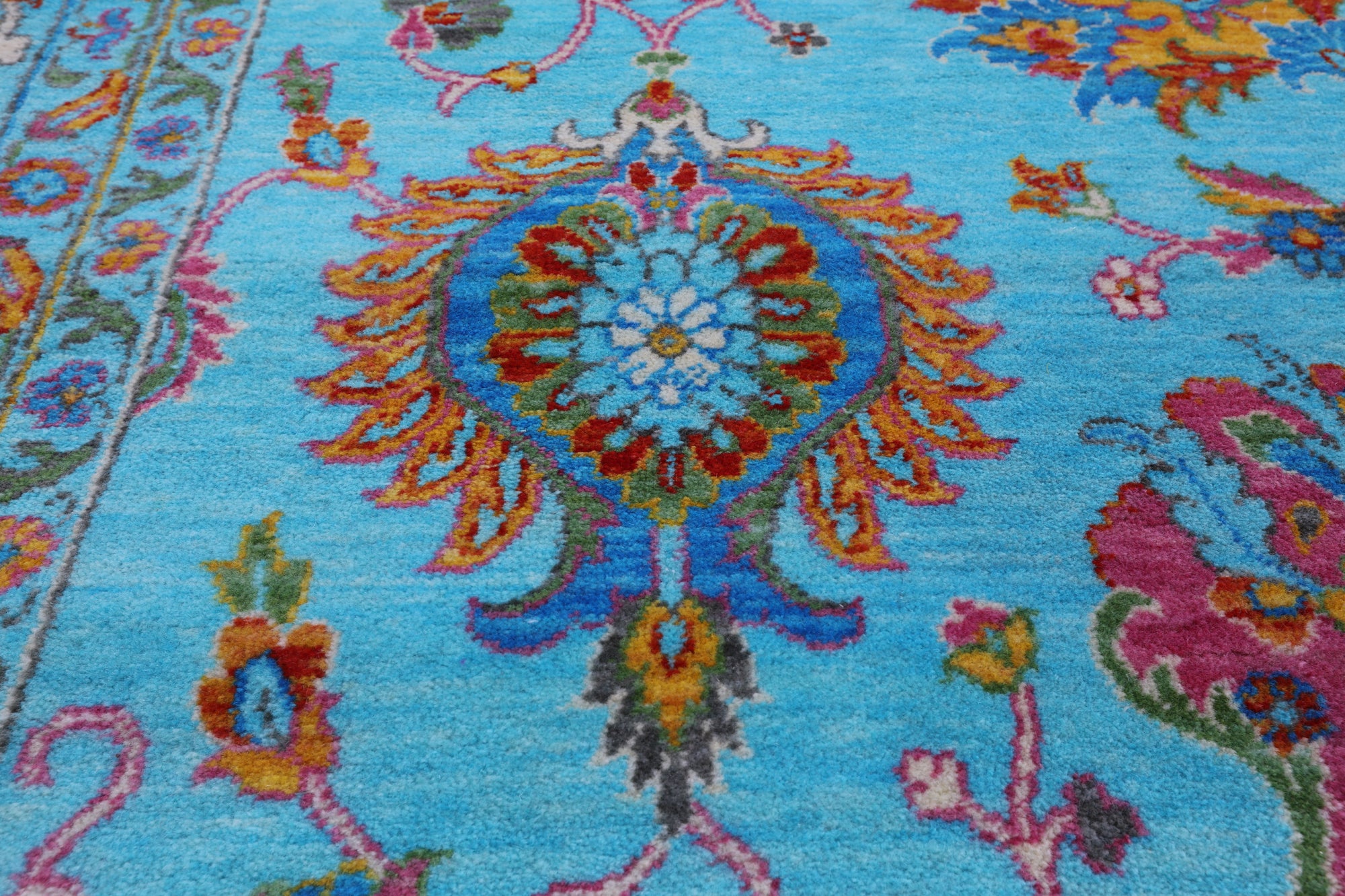 Blue Persian Tabriz Hand Knotted Wool Rug - 8' 0" X 10' 0" - Golden Nile