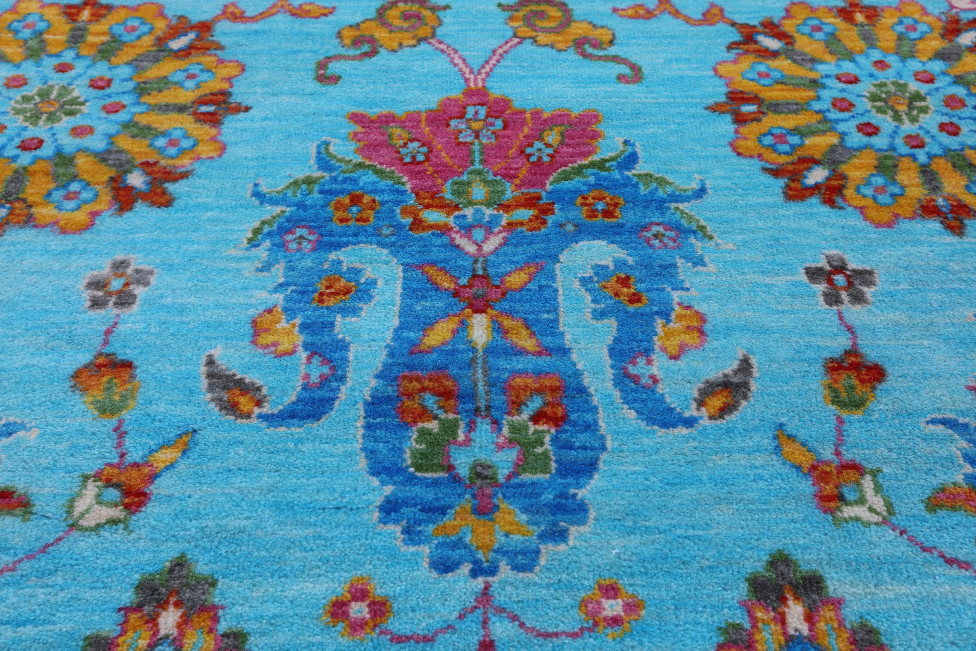 Blue Persian Tabriz Hand Knotted Wool Rug - 8' 0" X 10' 0" - Golden Nile