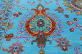 Blue Persian Tabriz Hand Knotted Wool Rug - 8' 0" X 10' 0" - Golden Nile