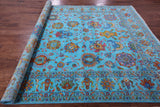 Blue Persian Tabriz Hand Knotted Wool Rug - 8' 0" X 10' 0" - Golden Nile