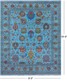 Blue Persian Tabriz Hand Knotted Wool Rug - 8' 0" X 10' 0" - Golden Nile