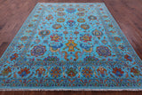 Blue Persian Tabriz Hand Knotted Wool Rug - 8' 0" X 10' 0" - Golden Nile