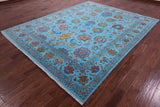 Blue Persian Tabriz Hand Knotted Wool Rug - 8' 0" X 10' 0" - Golden Nile