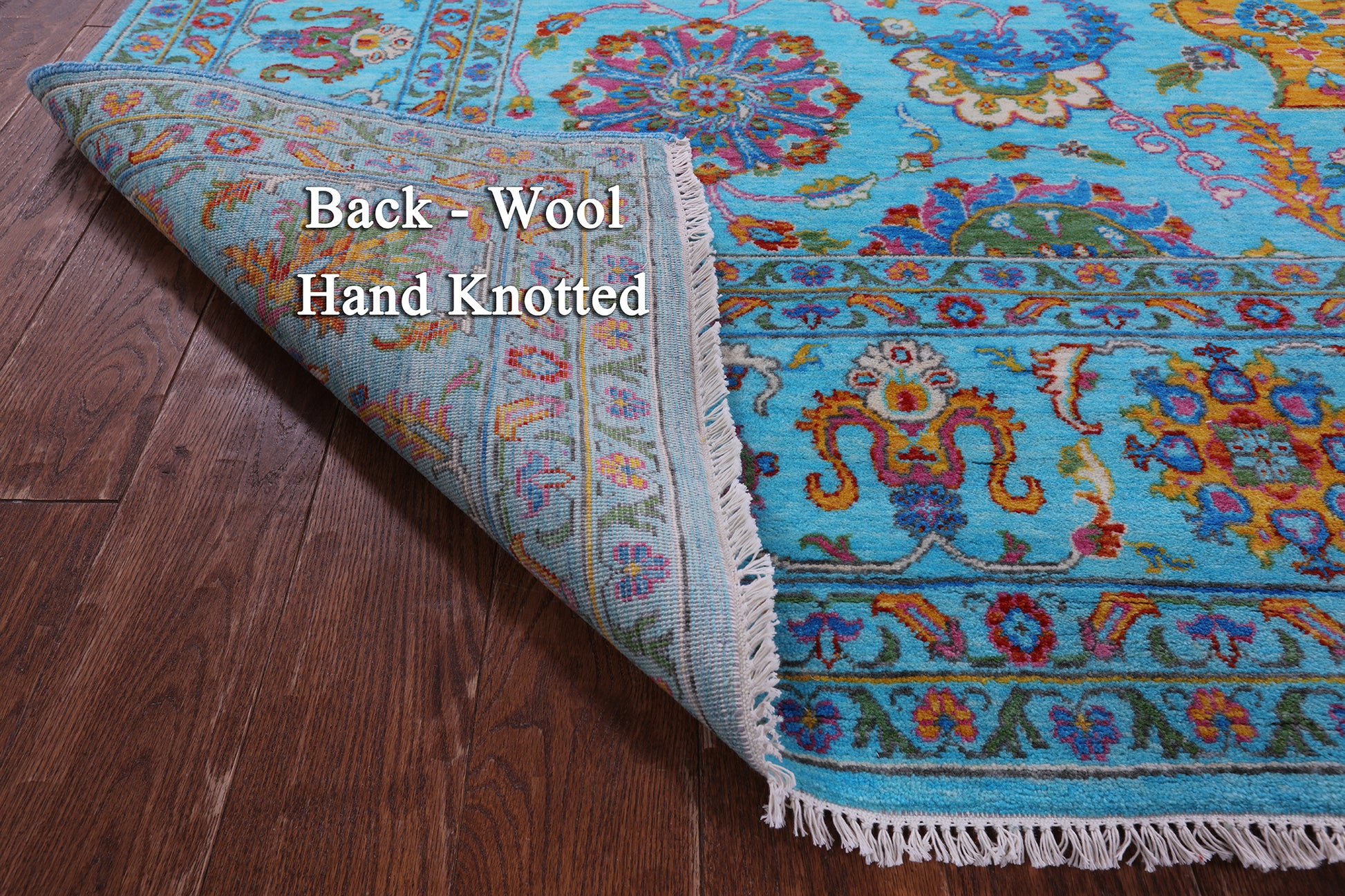 Blue Persian Tabriz Hand Knotted Wool Rug - 8' 0" X 10' 0" - Golden Nile