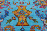 Blue Persian Tabriz Hand Knotted Wool Rug - 8' 0" X 10' 0" - Golden Nile