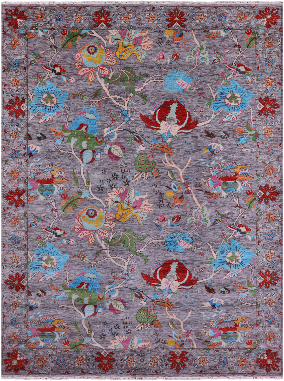 William Morris Handmade Wool Rug - 8' 10" X 12' 2" - Golden Nile