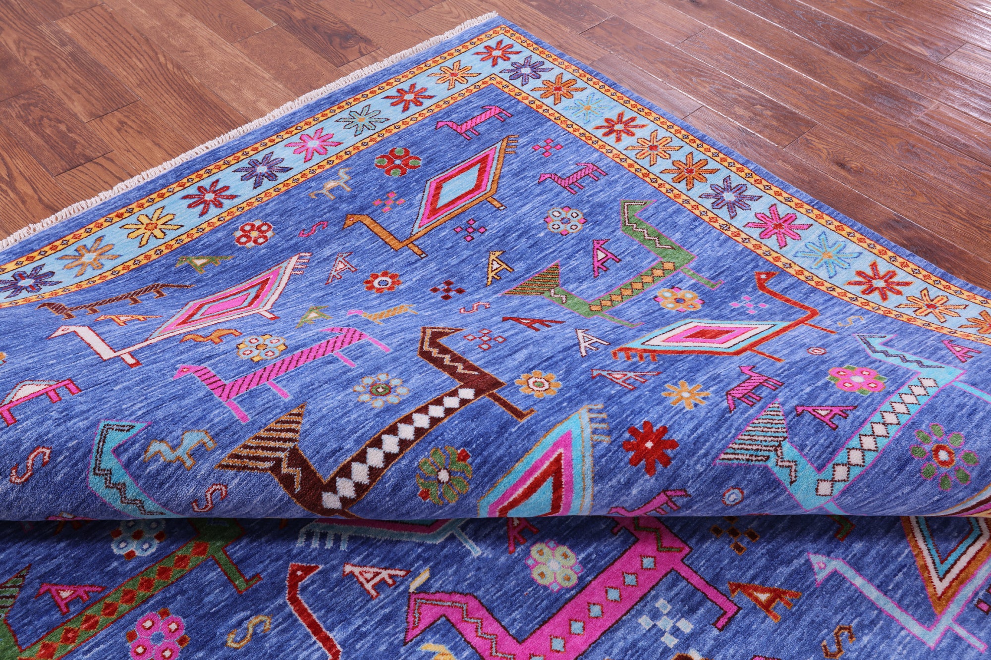 Tribal Persian Gabbeh Handmade Wool Rug - 8' 0" X 10' 2" - Golden Nile