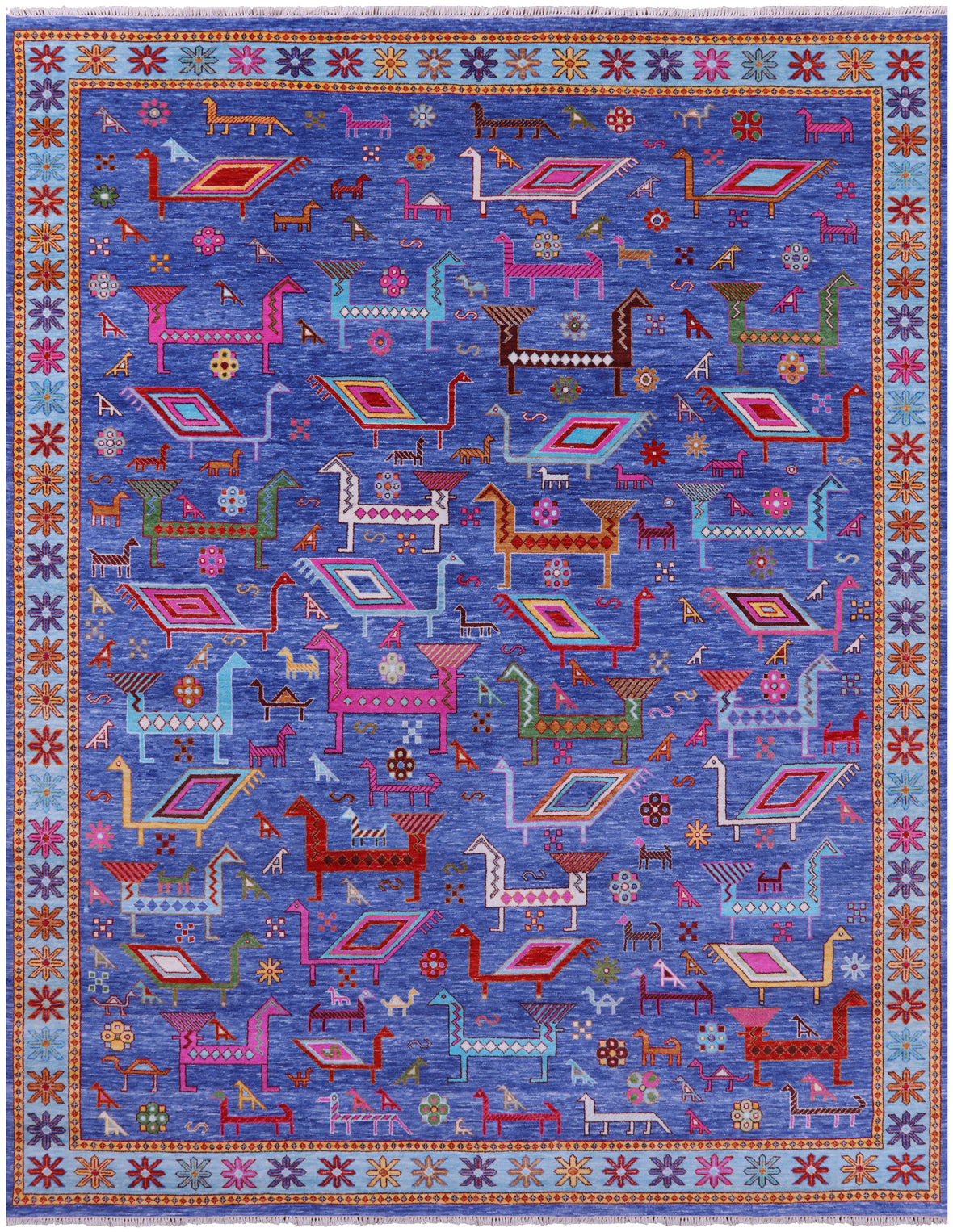 Tribal Persian Gabbeh Handmade Wool Rug - 8' 0" X 10' 2" - Golden Nile