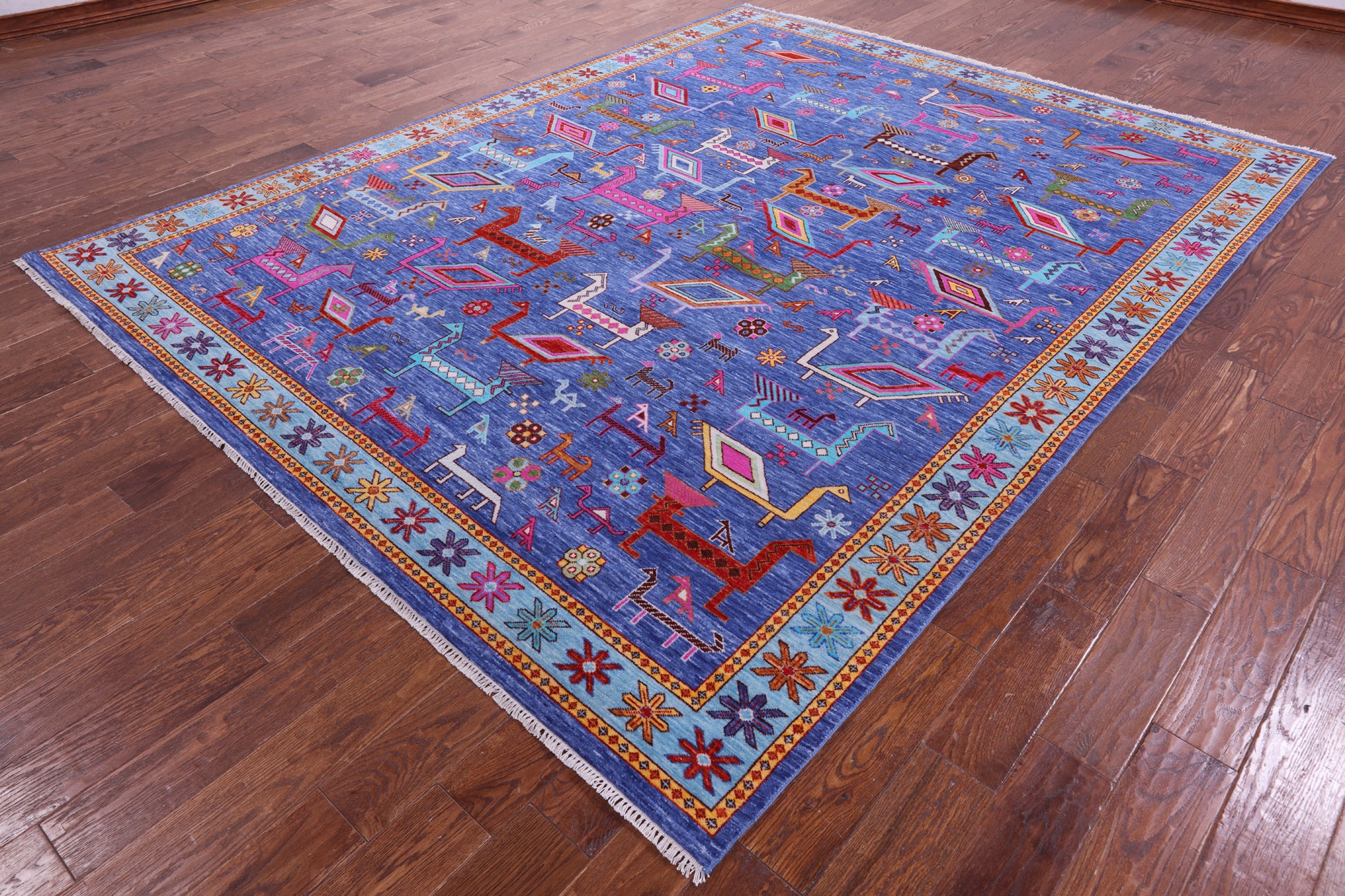 Tribal Persian Gabbeh Handmade Wool Rug - 8' 0" X 10' 2" - Golden Nile