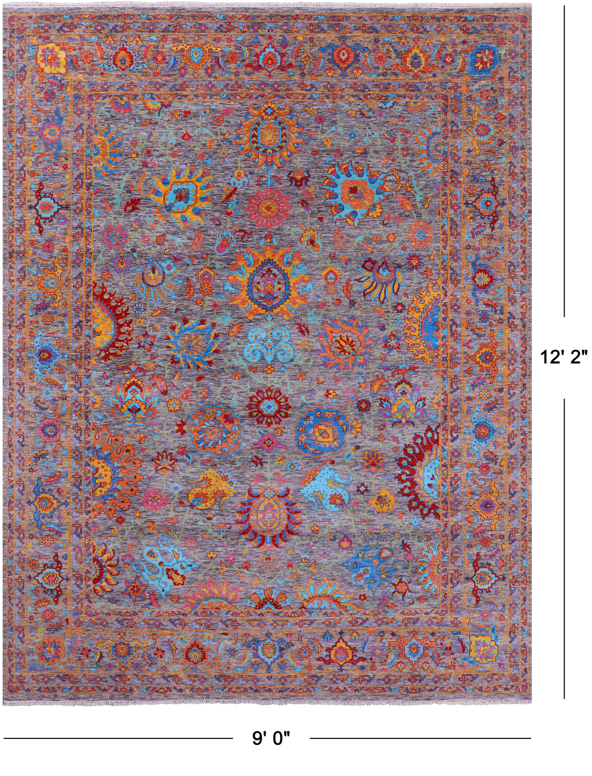 Persian Tabriz Handmade Wool Rug - 9' 0" X 12' 2" - Golden Nile