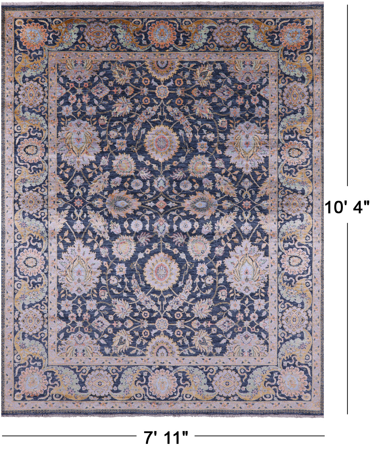 Persian Tabriz Hand Knotted Wool & Silk Rug - 7' 11" X 10' 4" - Golden Nile