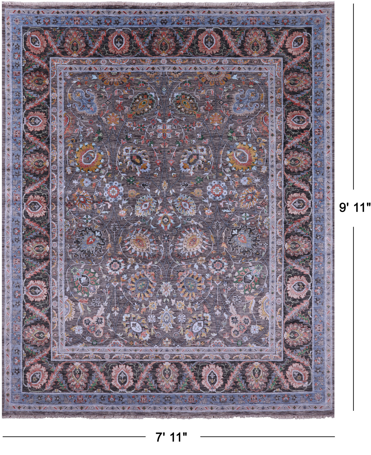 Persian Tabriz Handmade Wool & Silk Rug - 7' 11" X 9' 11" - Golden Nile