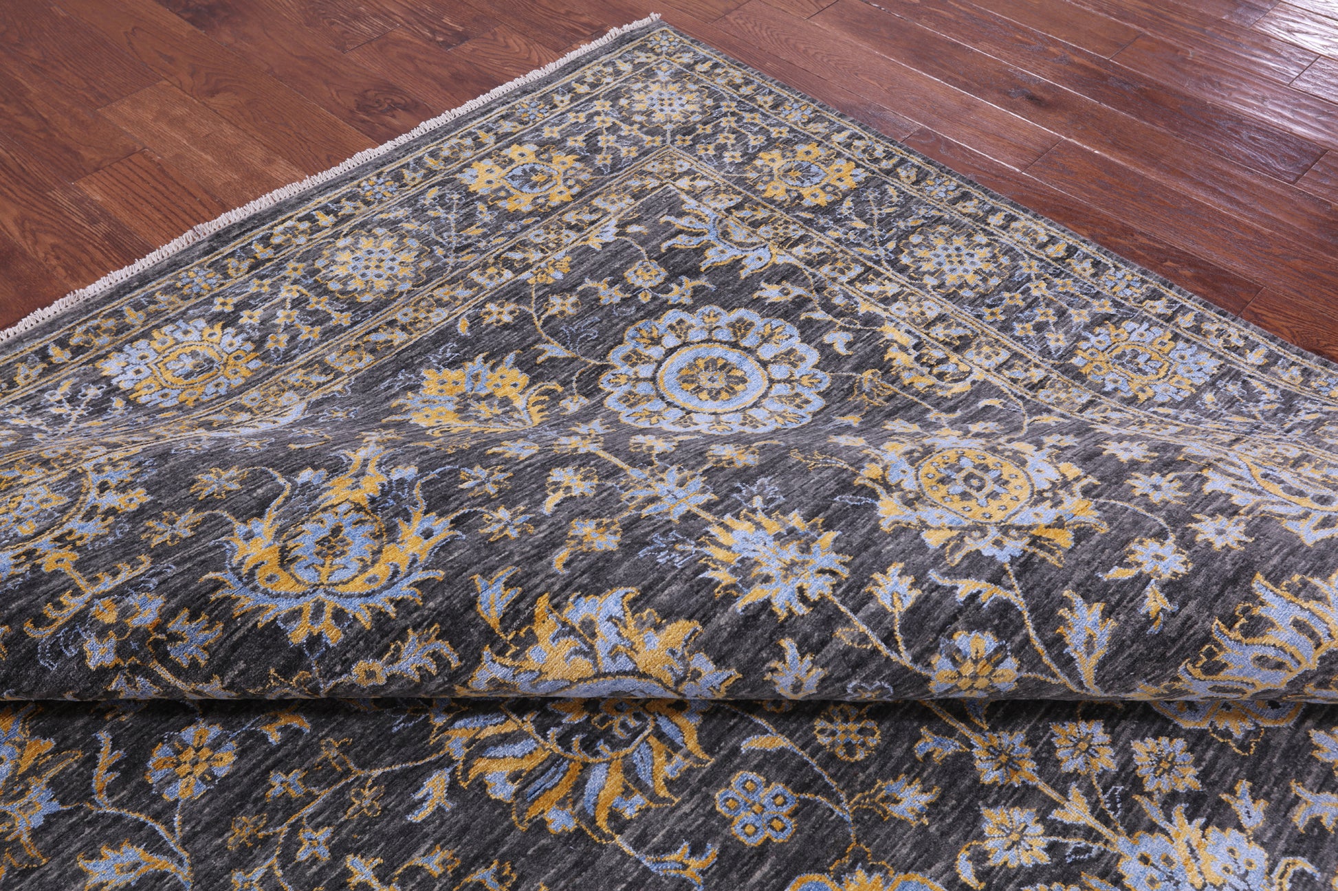 Persian Tabriz Hand Knotted Wool & Silk Rug - 9' 0" X 12' 3" - Golden Nile