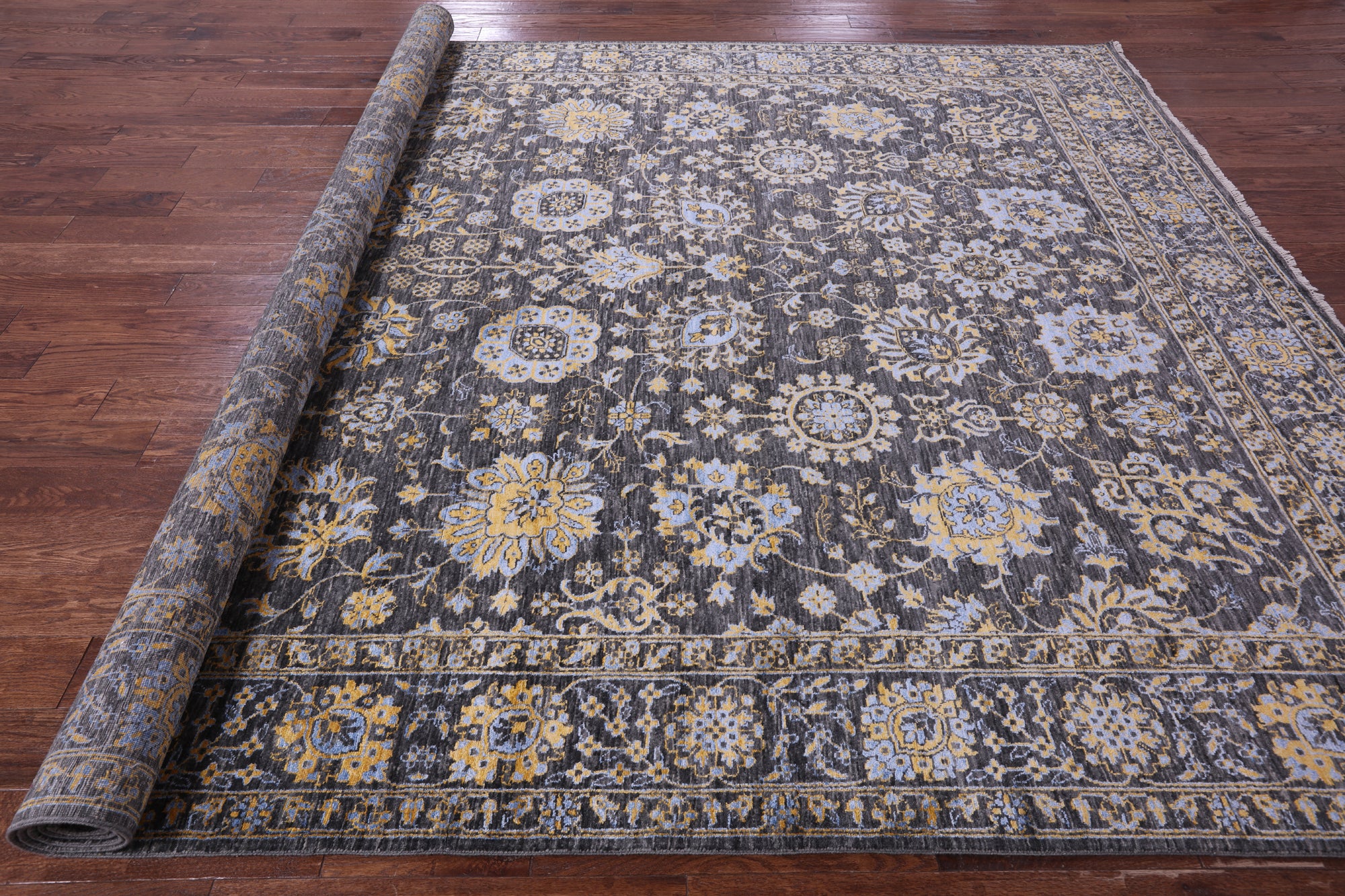 Persian Tabriz Hand Knotted Wool & Silk Rug - 9' 0" X 12' 3" - Golden Nile