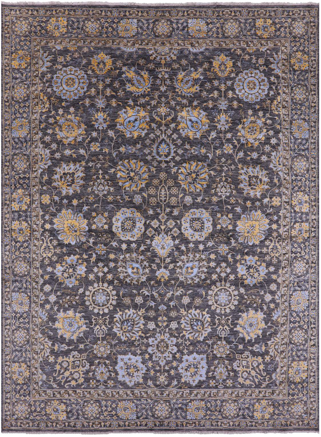 Persian Tabriz Hand Knotted Wool & Silk Rug - 9' 0" X 12' 3" - Golden Nile