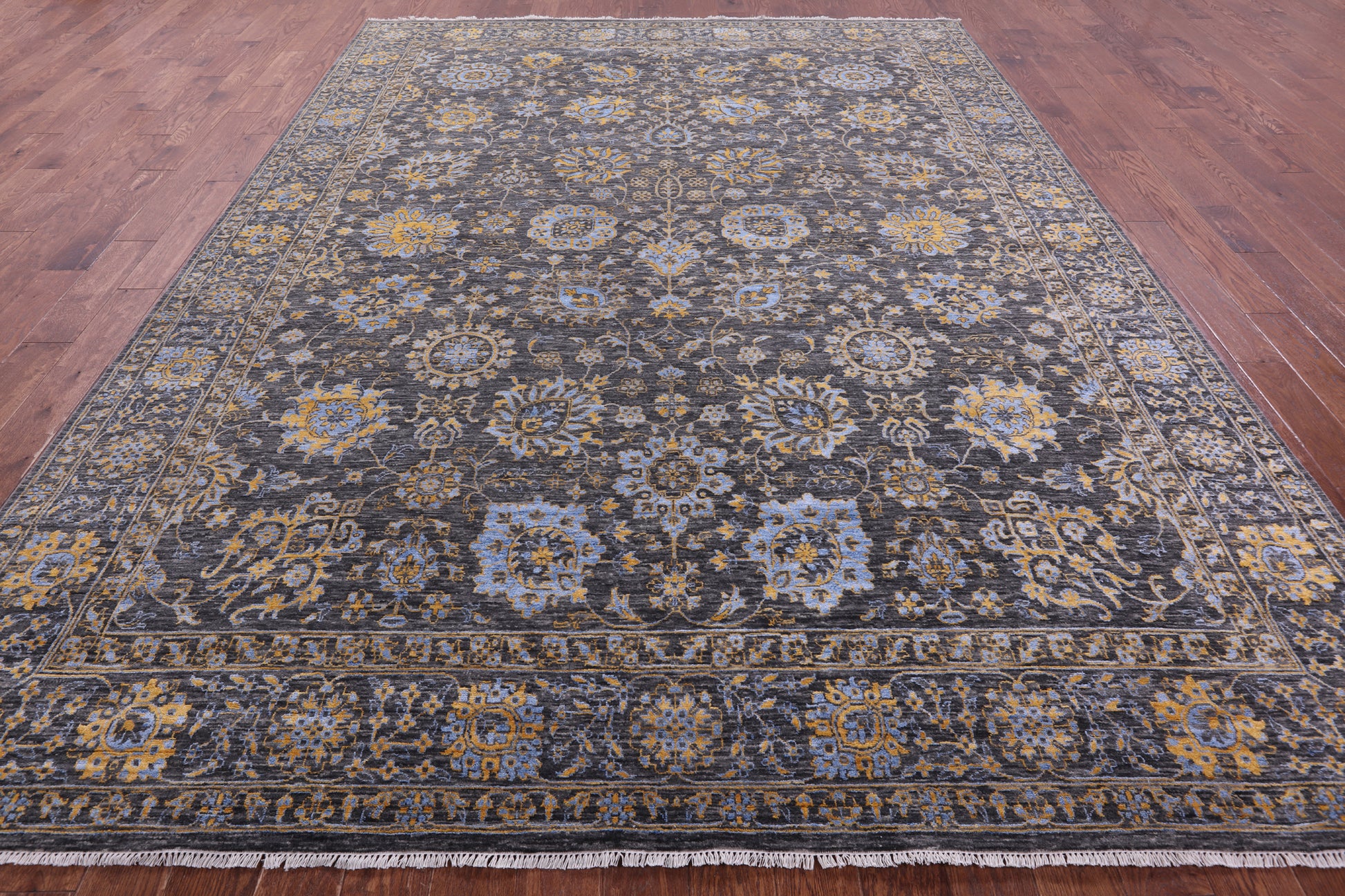 Persian Tabriz Hand Knotted Wool & Silk Rug - 9' 0" X 12' 3" - Golden Nile