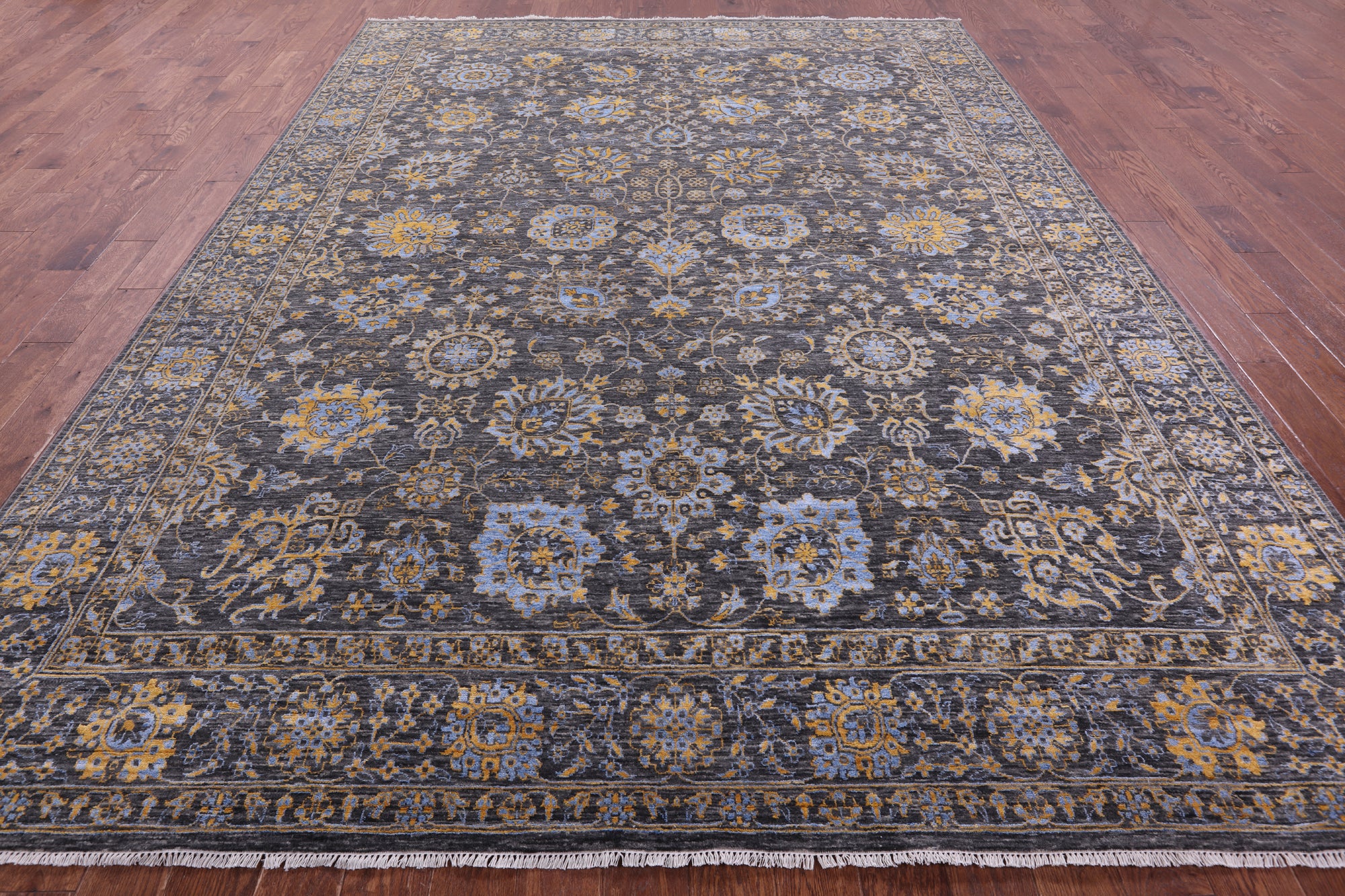 Persian Tabriz Hand Knotted Wool & Silk Rug - 9' 0" X 12' 3" - Golden Nile