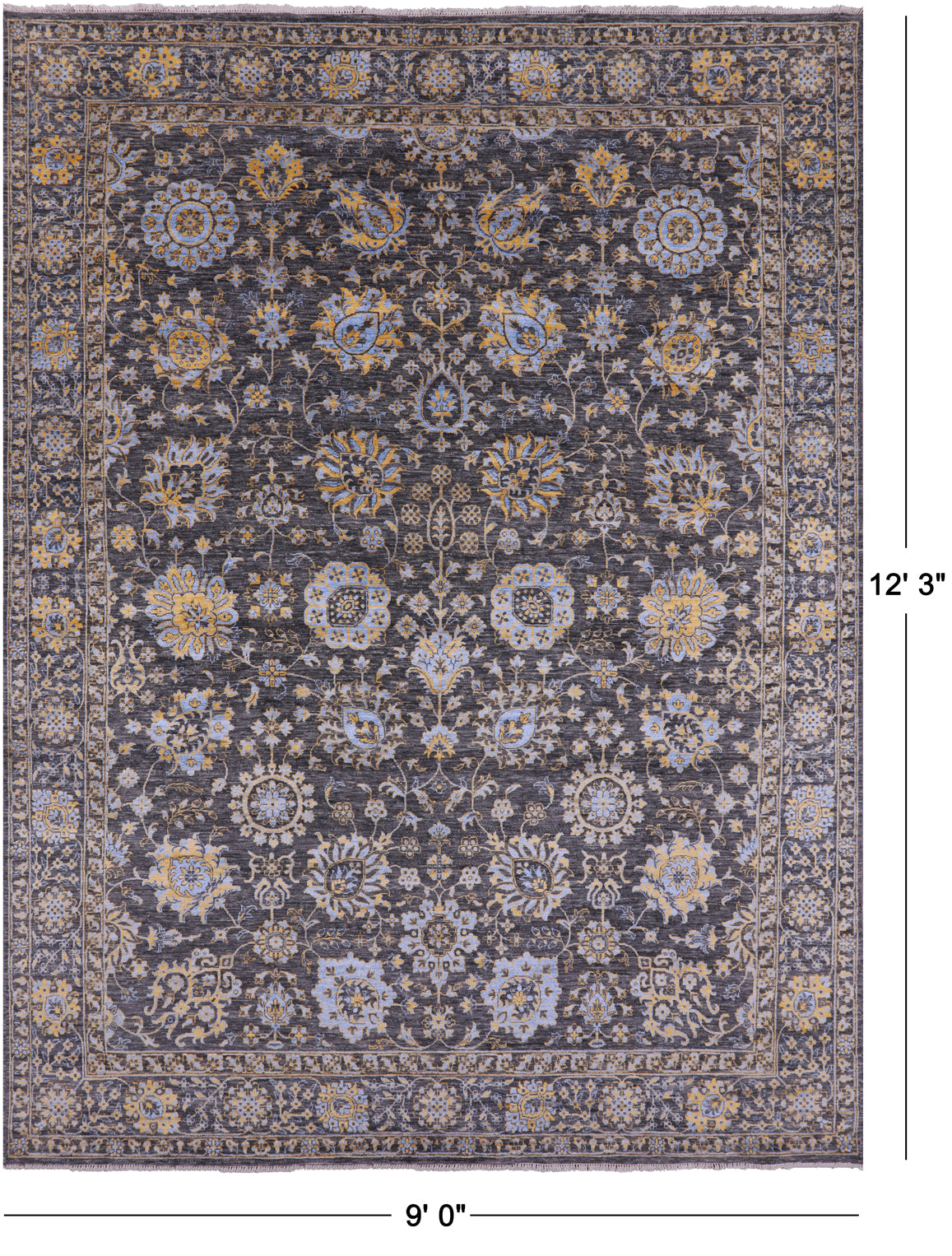 Persian Tabriz Hand Knotted Wool & Silk Rug - 9' 0" X 12' 3" - Golden Nile