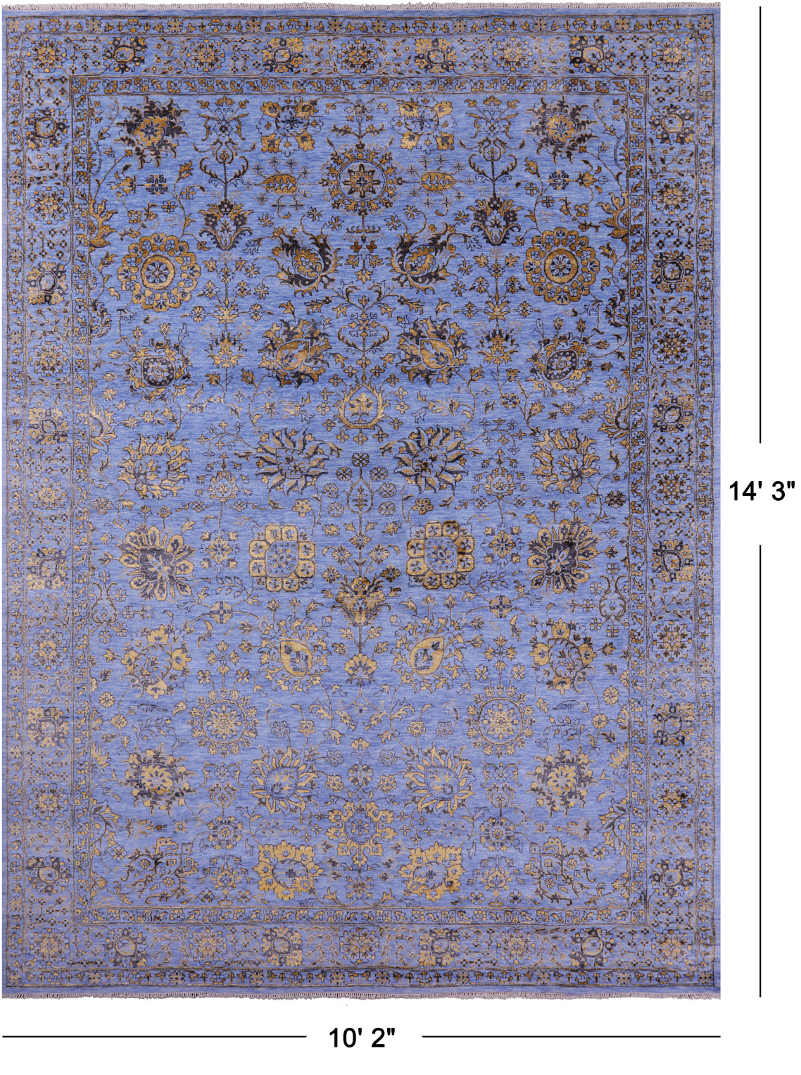 Persian Tabriz Hand Knotted Wool & Silk Rug - 10' 2" X 14' 3" - Golden Nile