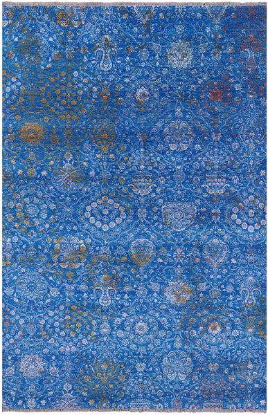 Persian Tabriz Handmade Wool & Silk Rug - 6' 0" X 9' 2" - Golden Nile