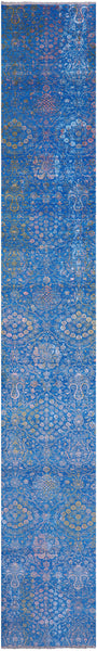 Persian Tabriz Hand Knotted Wool & Silk Runner Rug - 2' 7" X 18' 1" - Golden Nile