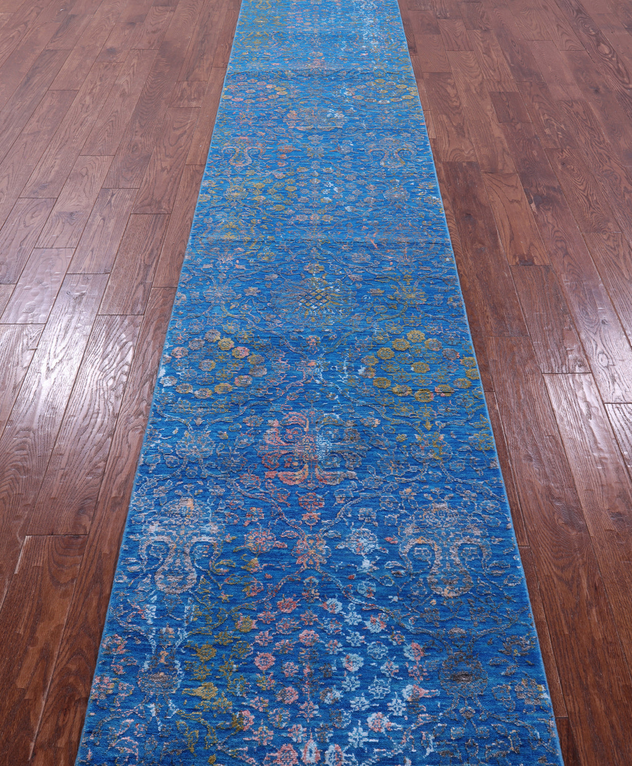 Persian Tabriz Hand Knotted Wool & Silk Runner Rug - 2' 7" X 18' 1" - Golden Nile