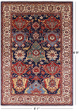 Blue Fine Serapi Hand Knotted Wool Area Rug - 6' 1" X 8' 9" - Golden Nile