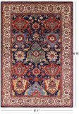 Blue Fine Serapi Hand Knotted Wool Area Rug - 6' 1" X 8' 9" - Golden Nile