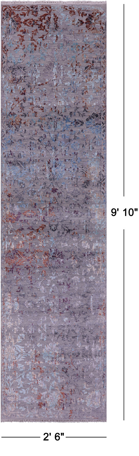 Persian Tabriz Hand Knotted Wool & Silk Runner Rug - 2' 6" X 9' 10" - Golden Nile