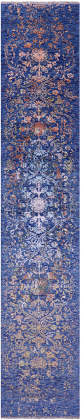 Persian Tabriz Hand Knotted Wool & Silk Runner Rug - 2' 6" X 14' 0" - Golden Nile