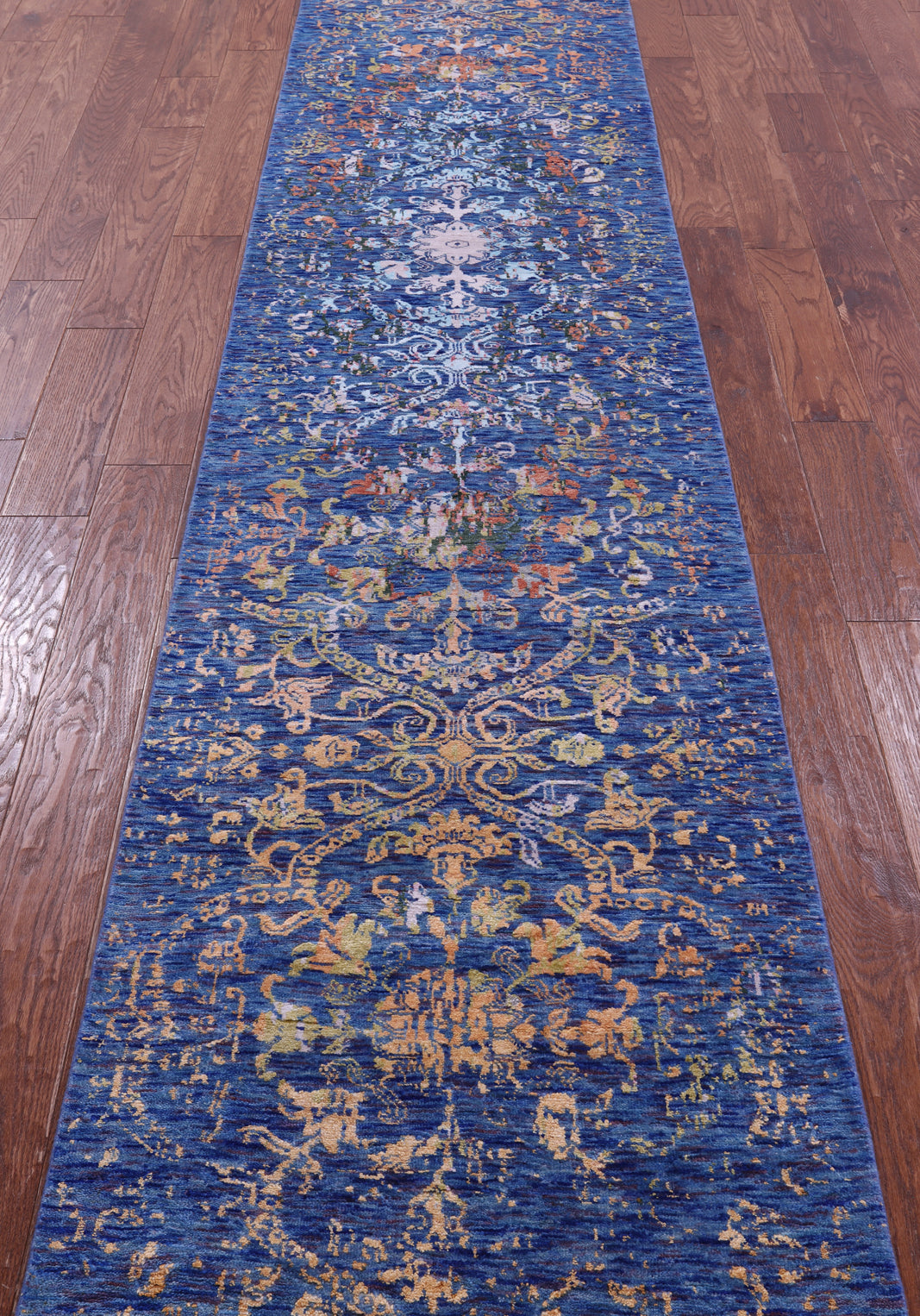 Persian Tabriz Hand Knotted Wool & Silk Runner Rug - 2' 6" X 14' 0" - Golden Nile