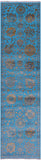 Blue Persian Tabriz Hand Knotted Wool & Silk Runner Rug - 2' 7" X 10' 4" - Golden Nile