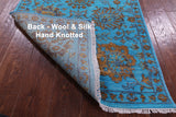 Blue Persian Tabriz Handmade Wool & Silk Runner Rug - 2' 7" X 10' 3" - Golden Nile