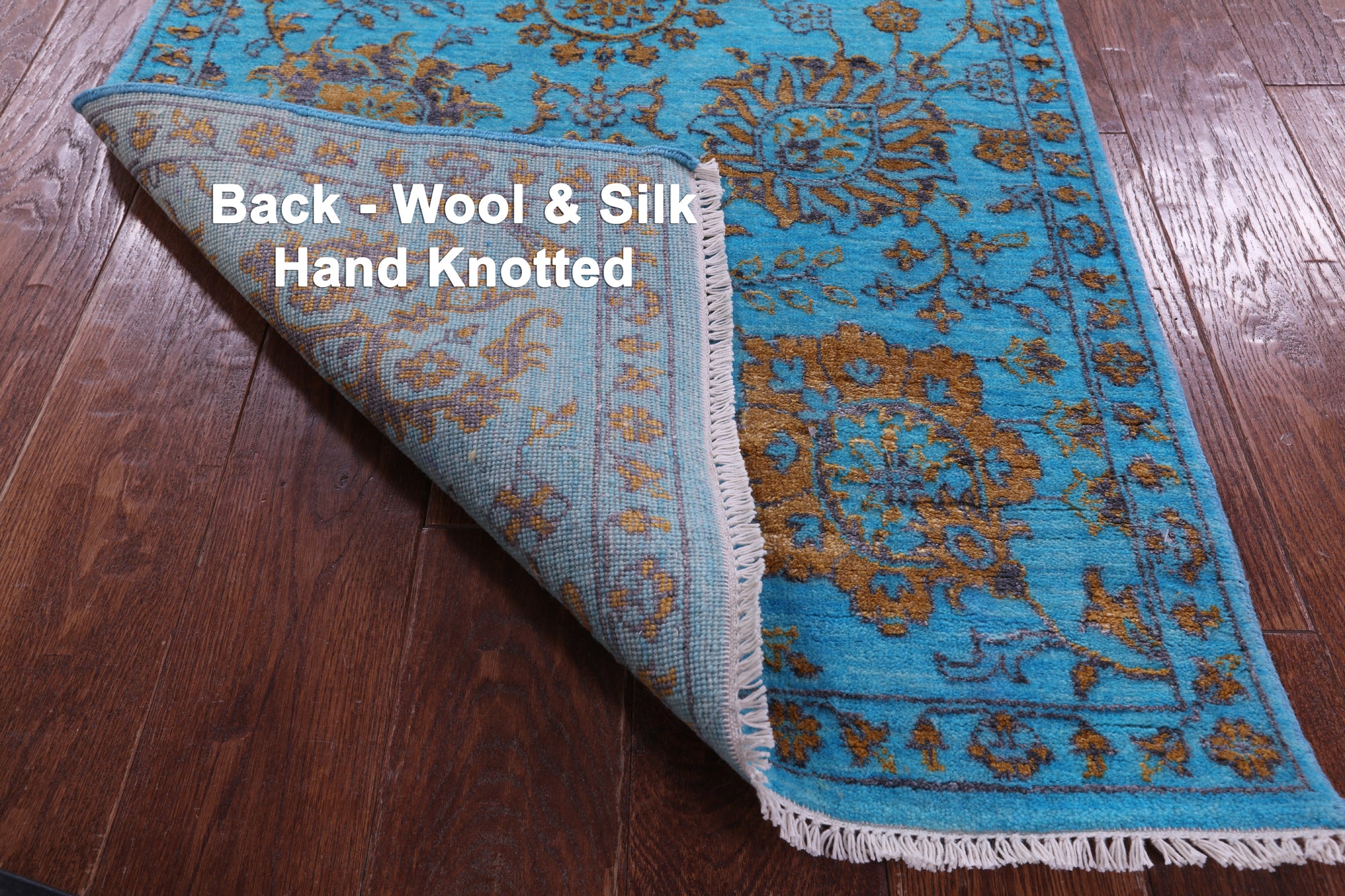 Blue Persian Tabriz Handmade Wool & Silk Runner Rug - 2' 7" X 10' 3" - Golden Nile