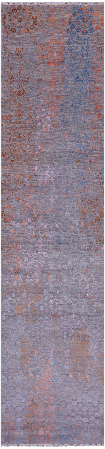 Persian Tabriz Hand Knotted Wool & Silk Runner Rug - 2' 8" X 12' 1" - Golden Nile