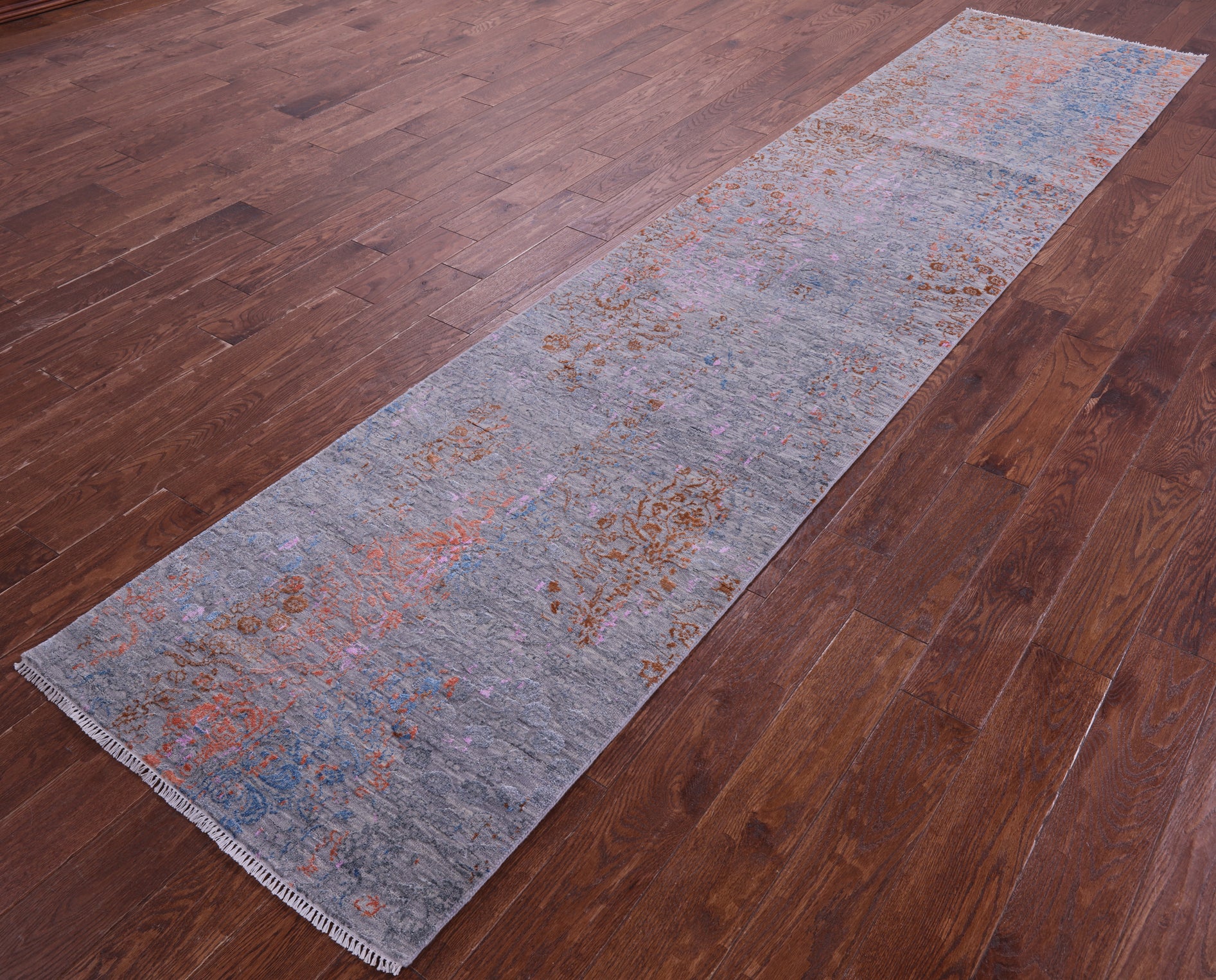 Persian Tabriz Hand Knotted Wool & Silk Runner Rug - 2' 8" X 12' 1" - Golden Nile