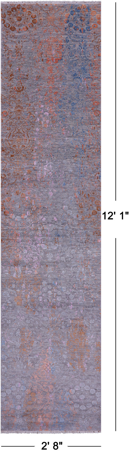 Persian Tabriz Hand Knotted Wool & Silk Runner Rug - 2' 8" X 12' 1" - Golden Nile