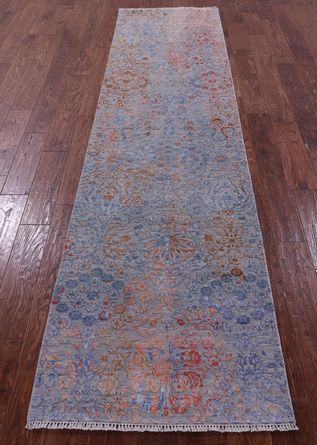Persian Tabriz Hand Knotted Wool & Silk Runner Rug - 2' 6" X 10' 2" - Golden Nile