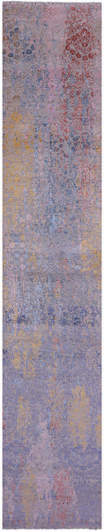 Persian Tabriz Hand Knotted Wool & Silk Runner Rug - 2' 6" X 14' 1" - Golden Nile